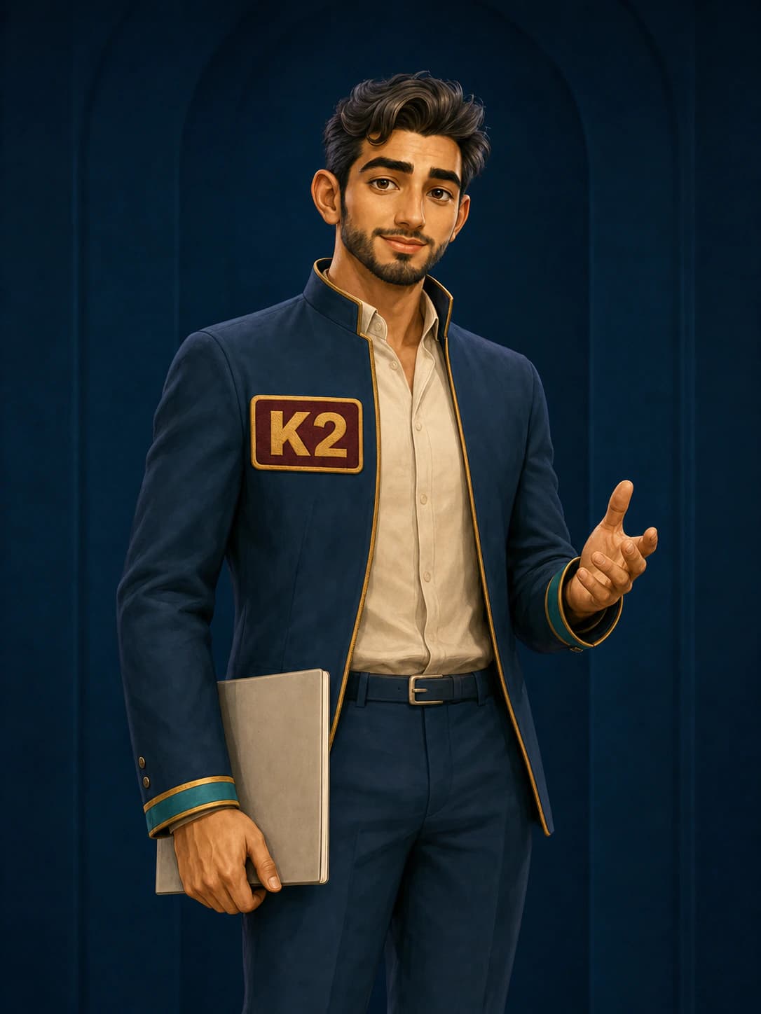 Rami, CRISP Appearance choice, wearing a naturally stitched K2 badge