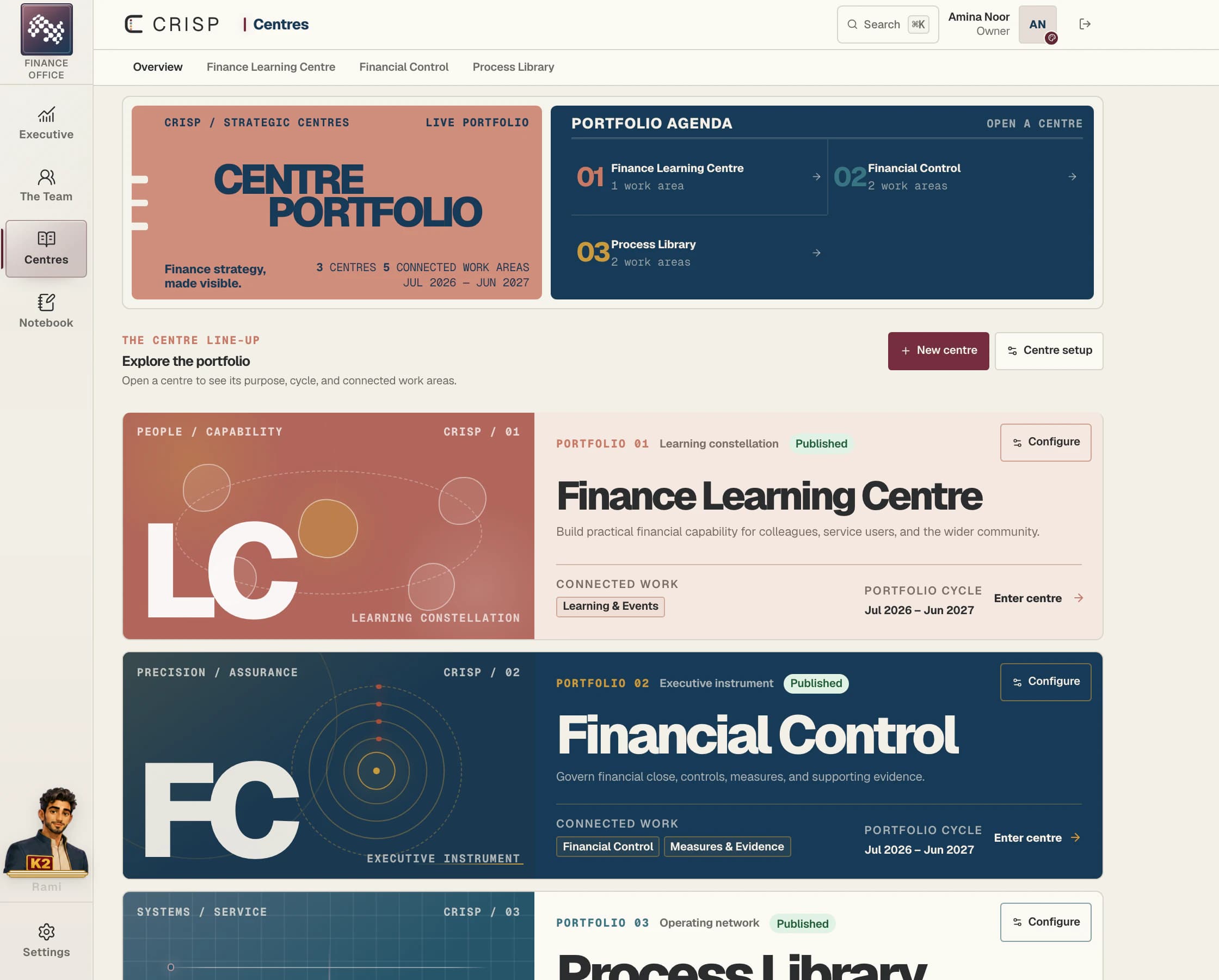 Centres product view in CRISP